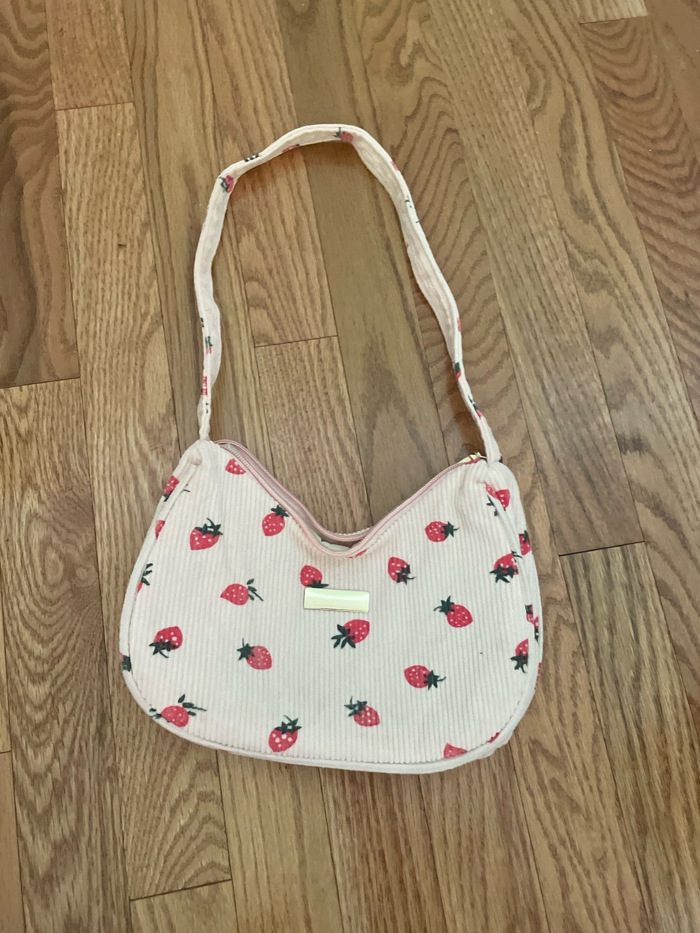 Strawberry Print Pink Shoulder Bag - Pink
